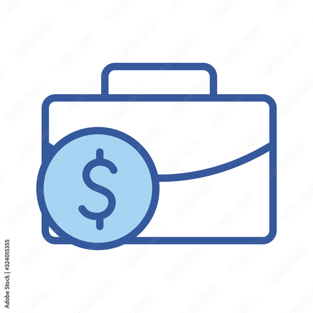 Isolated money coin and suitcase line and fill style icon vector design Isolated money coin and suitcase line and fill style icon vector design