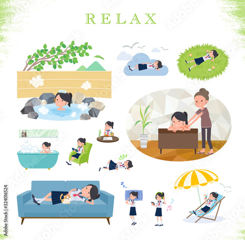 flat type school girl Sailor suit summer_relax
