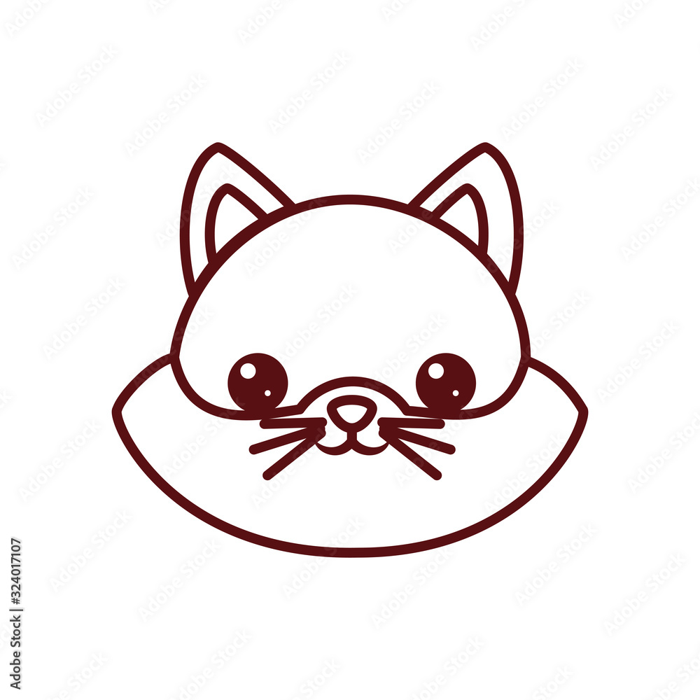 Cute kawaii cat cartoon line style icon vector design Cute kawaii cat cartoon line style icon vector design