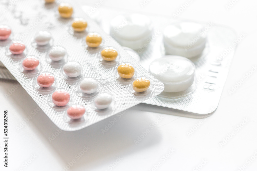 concept of female contraception on white background concept of female contraception on white background