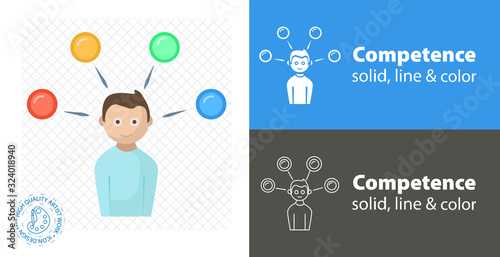 competence flat icon. solid and line icon