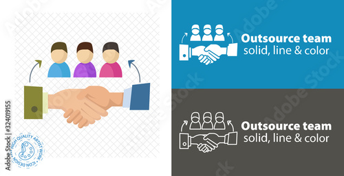 outsource team flat icon. solid and line icon