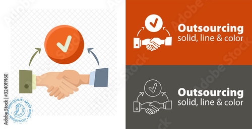 Outsourcing flat icon. solid and line icon