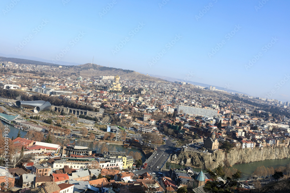 Landscape of Tbilisi city in winter