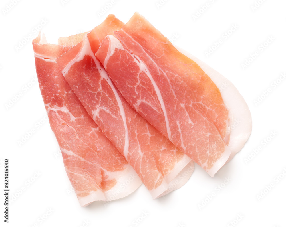 Prosciutto Slices Isolated On White Background