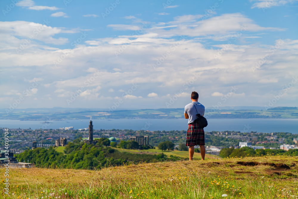 High angle view of the cityscape from Holyrood Park