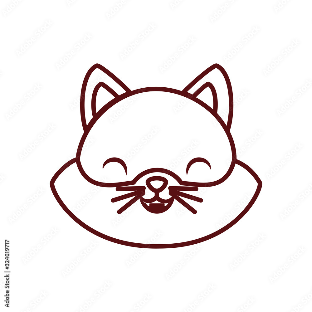 Cute kawaii cat cartoon line style icon vector design Cute kawaii cat cartoon line style icon vector design