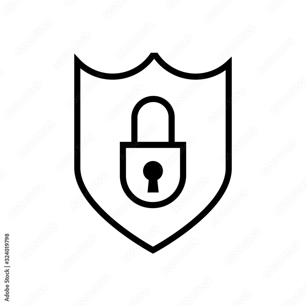 security shield with lock icon in flat style security shield with lock icon in flat style