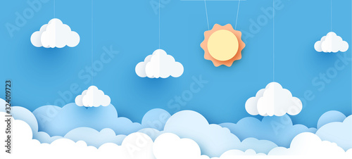 Photo Vector sun with clouds background