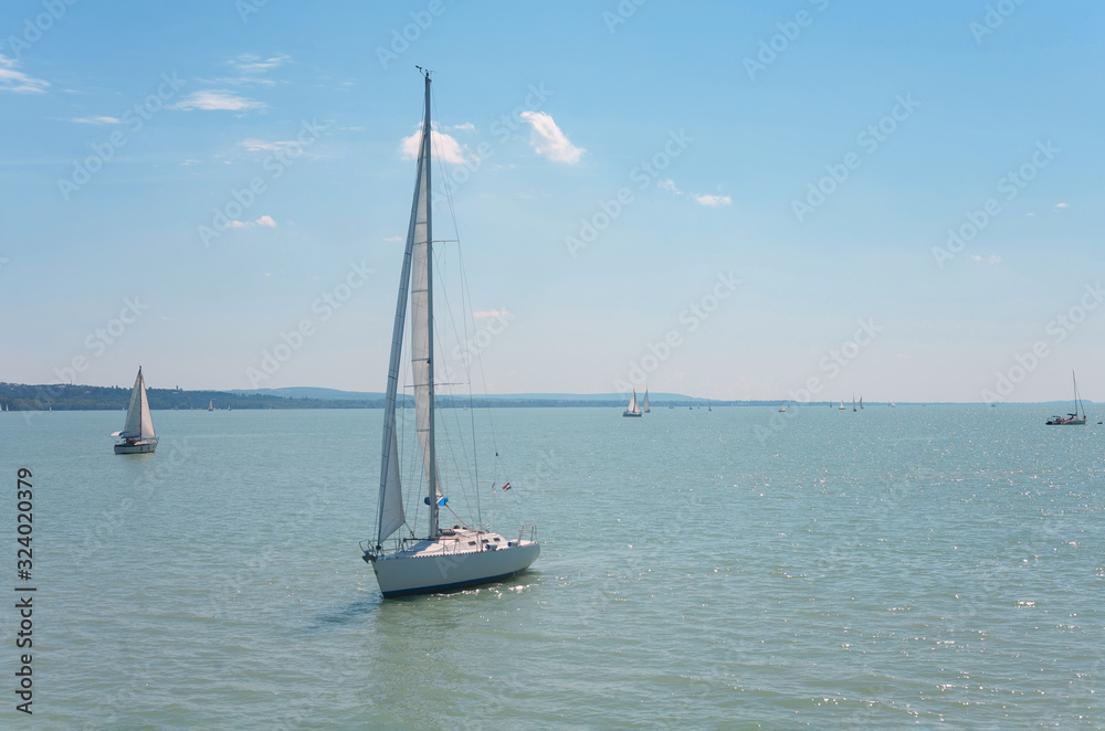 Sailboats on lake Balaton  in Hungary