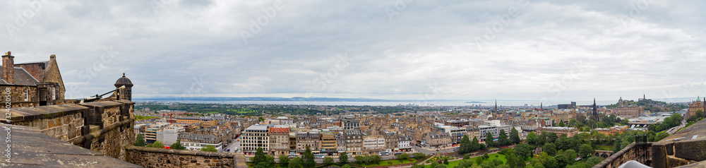 High angle view of the downtown cityscape from the Edinburgh Castle