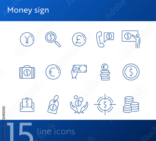 Money sign icon set. Coin, currency, wealth. International business concept. Can be used for topics like global trade, wealth, currency converting
