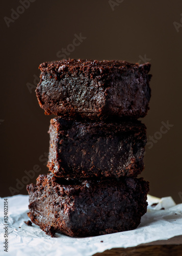 chocolate brownies plant based cake made with sweet potato photo