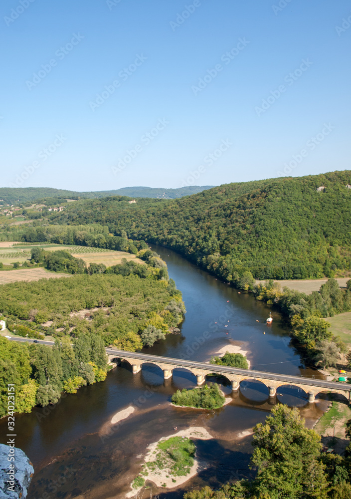 Fototapeta premium View of the valley of the Dordogne River from Castelnaud Castle, Aquitaine, France