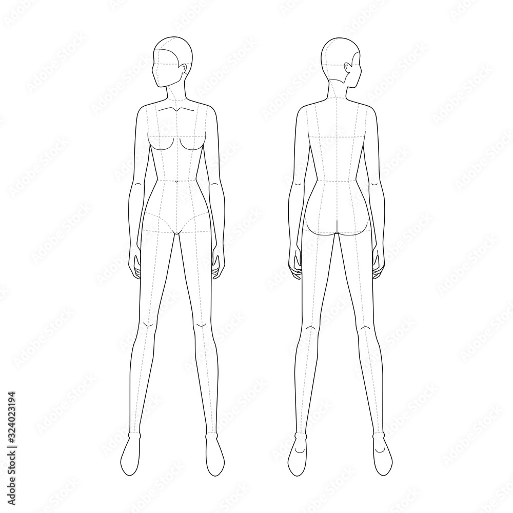 Fashion template of standing women. Fashion template of standing women.
