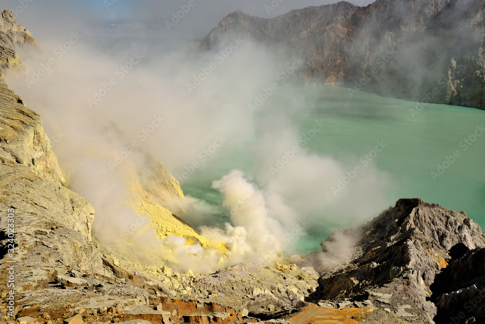 Incredible view of the Ijen caldera, Java