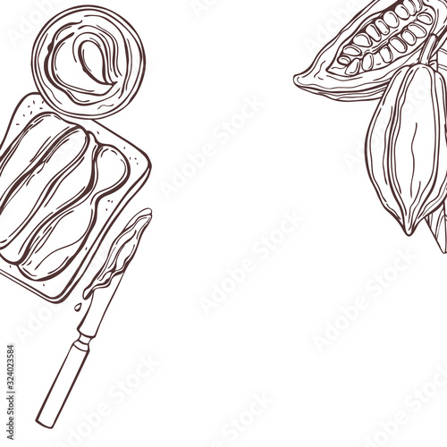 Vector background with chocolate paste. Sketch illustration
