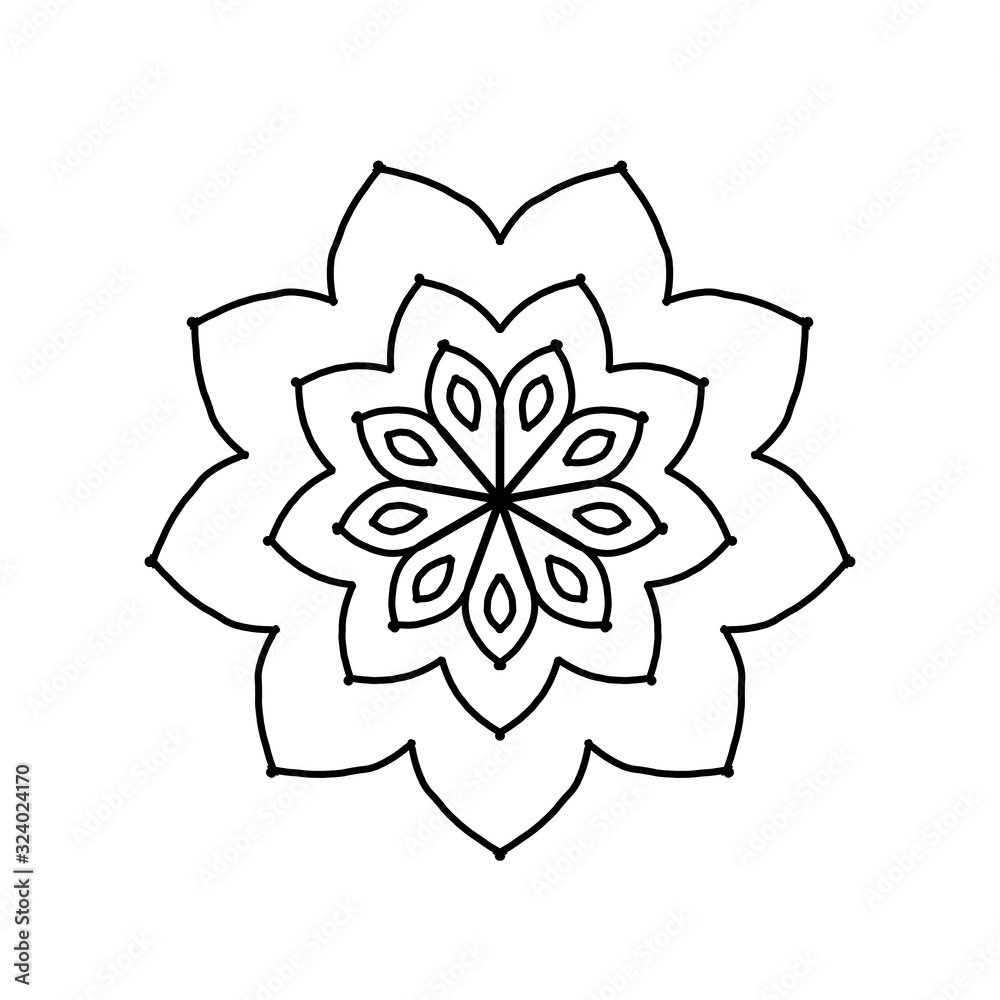 Naklejka premium Easy round element for coloring book. Black and white floral pattern. Tattoo art. Mandala