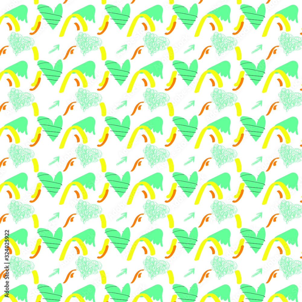 Obraz premium Light blue and yellow vector texture with lovely hearts. Design for ad, poster, banner of Valentine Day. Seamless pattern .Stock vector