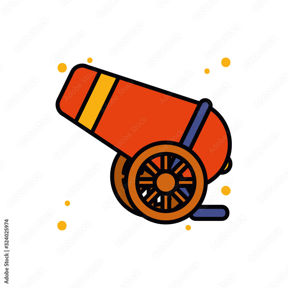 Ramadan cannon line and fill style icon vector design Ramadan cannon line and fill style icon vector design