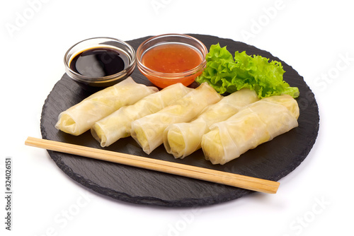 Traditional stuffed cabbage, Chinese cuisine, isolated on white background photo