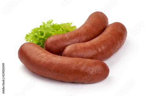 Beer sausages, isolated on white background photo