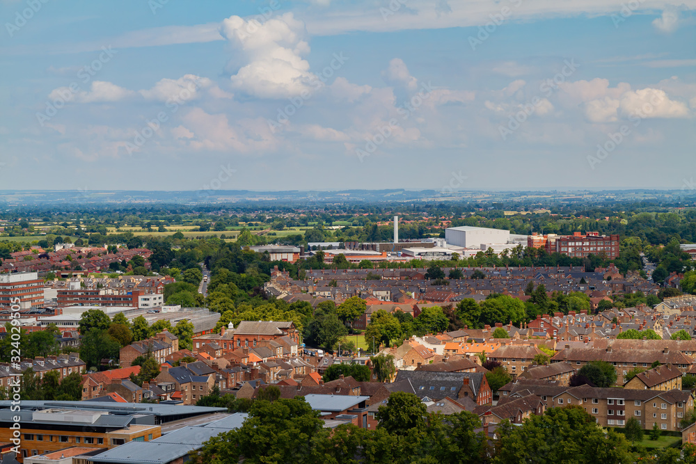 Aerial view of the York cityscape