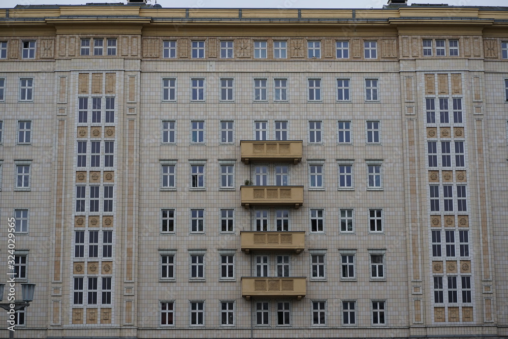 Low angle of a building in Karl Marx Allee, East Berlin, Germany 