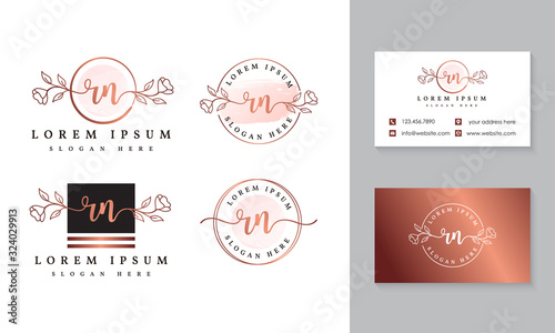 Initial rn feminine logo collections template premium vector photo