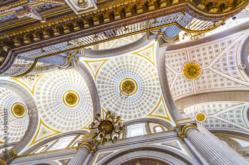 Basilica Ornate Coloful Ceiling Puebla Cathedral Mexico photo