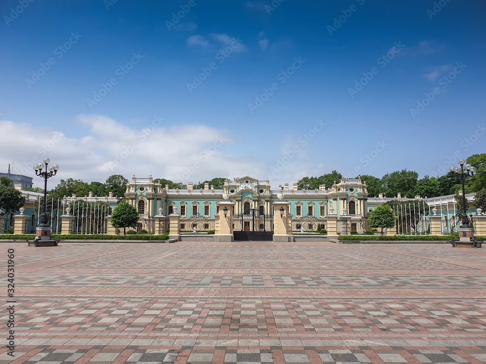 Beautiful image of main entrance at the Mariinskiy Palace at Kyiv, Ukraine