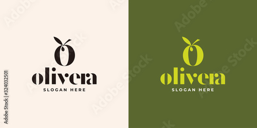 Olive letter O logo design template - vector