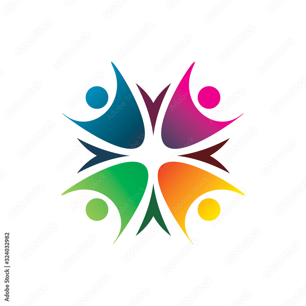 Fototapeta premium creative group color people star logo design