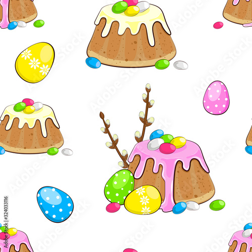 Simple seamless background with easter cake. easter, vector