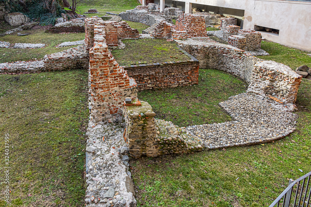 Ruins of the Emperor's palace (11th century) in Milan. Milan, Lombardy, Italy. Ruins of the Emperor's palace (11th century) in Milan. Milan, Lombardy, Italy.