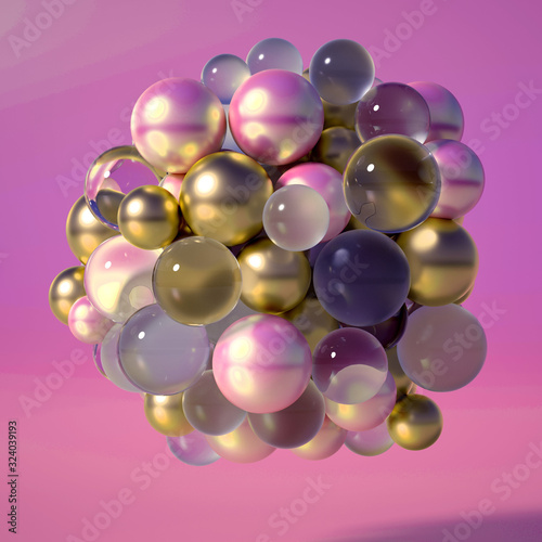 Abstract atom, ball, shape. 3d illustration, 3d rendering.