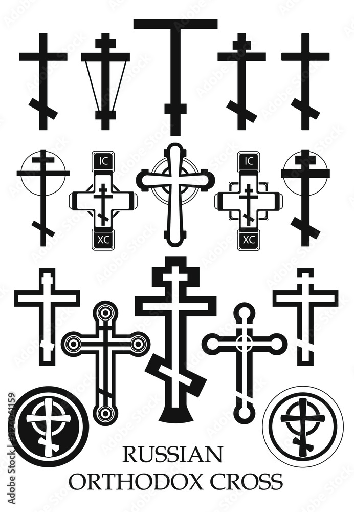 set of orthodox crosses in vector set of orthodox crosses in vector
