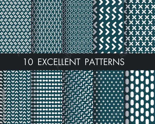 Set of 10 perfect patterns.Modern  hand drawn geomitric backgrounds.
