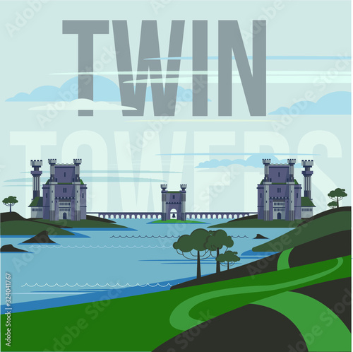 fortress with two towers on the river