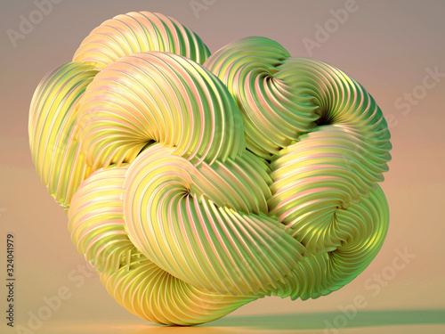 Abstract shape, clew, snake. 3d illustration, 3d rendering. © Pierell