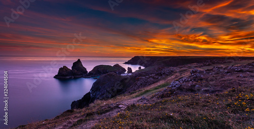 Sunset at Kynance Cove Lizard Peninsula  