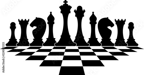 Set of figures for chess. Strategy board game.