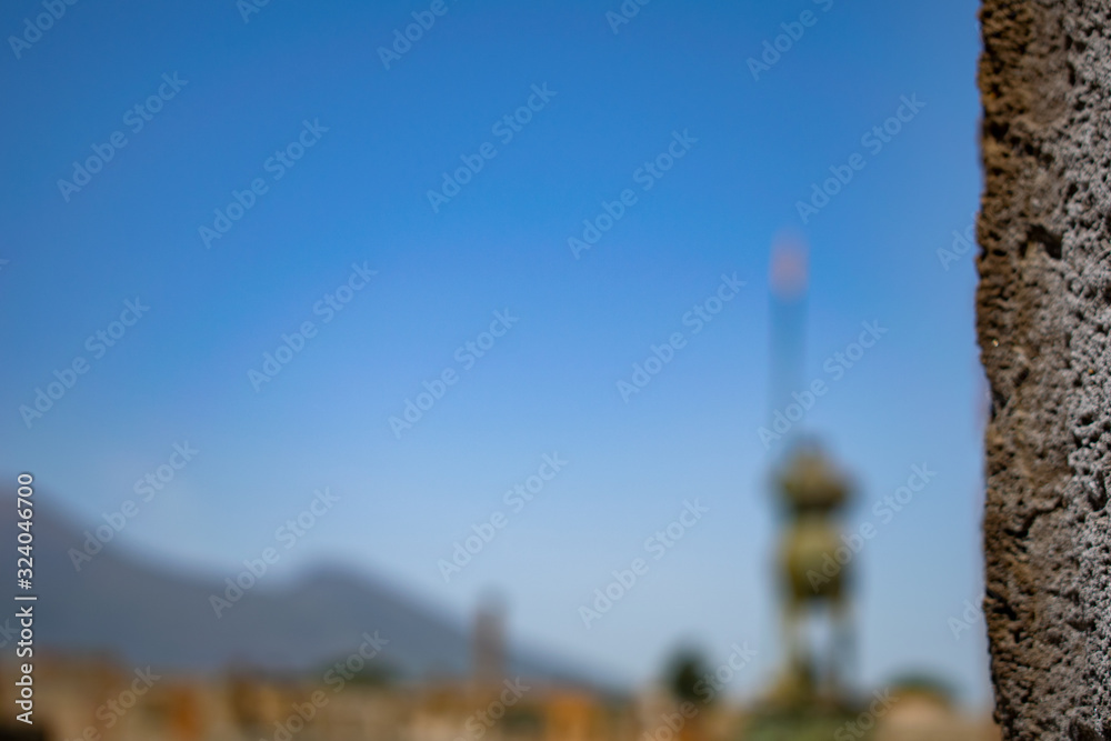 ruins of ancient temple in pompei Italy bokeh