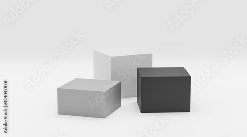 Abstract modern futuristic boxes cubes background 3d render illustration with empty blank copy space