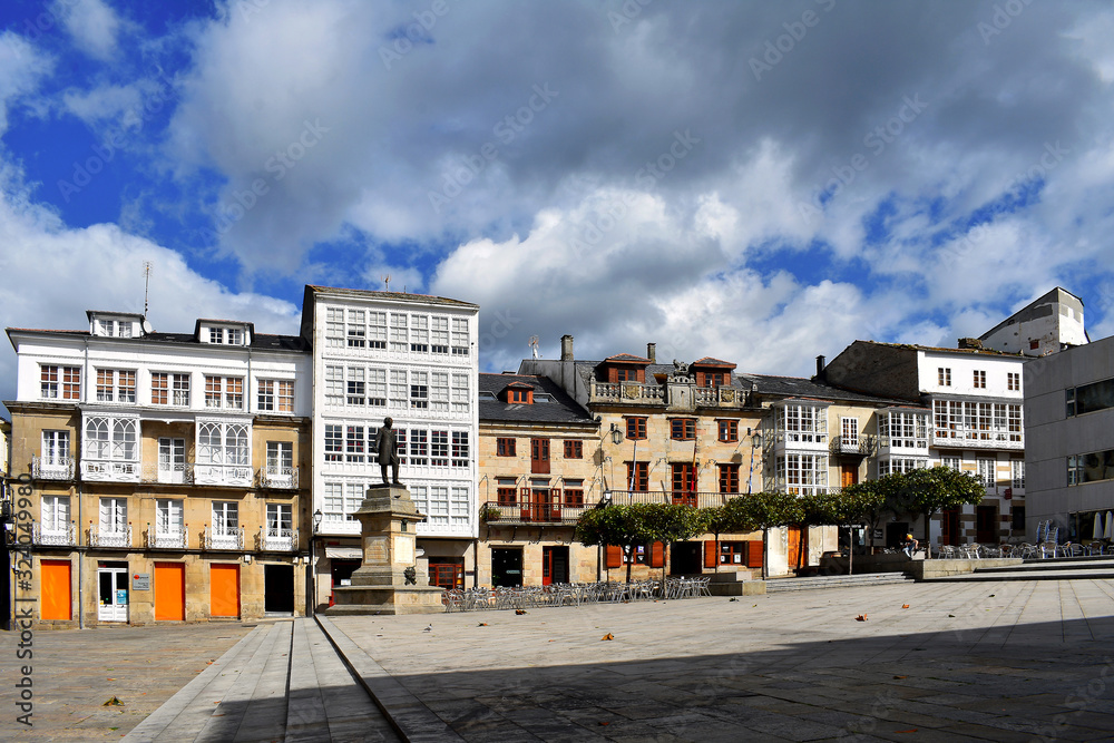 Viveiro main square, Lugo, Galicia. Spain. Europe. September 01, 2019