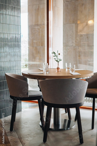 Modern interior of french style bistro restaurant
