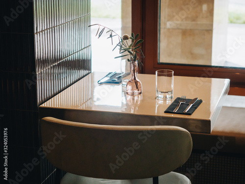 Modern interior of french style bistro restaurant