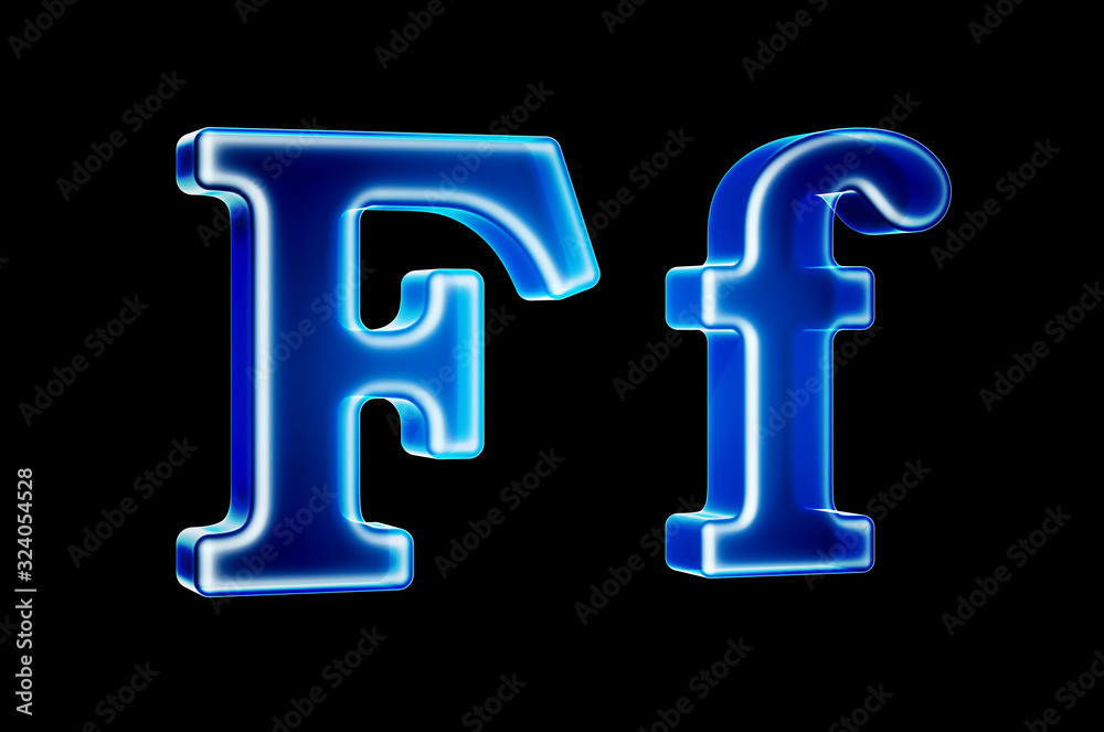Letters F with hologram effect, 3D rendering Letters F with hologram effect, 3D rendering