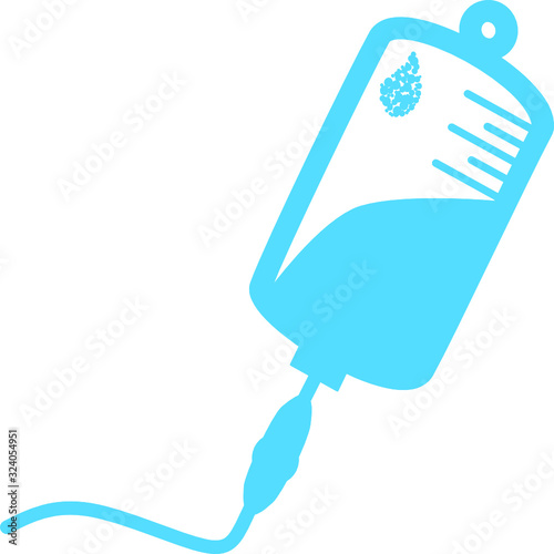 Infusion icon. Intravenous bag, blood, drip. Medical help concept. Vector illustration can be used for topics like hospital, therapy, chemotherapy. Iv, infuse, blood bag. Tube and blood collection.  