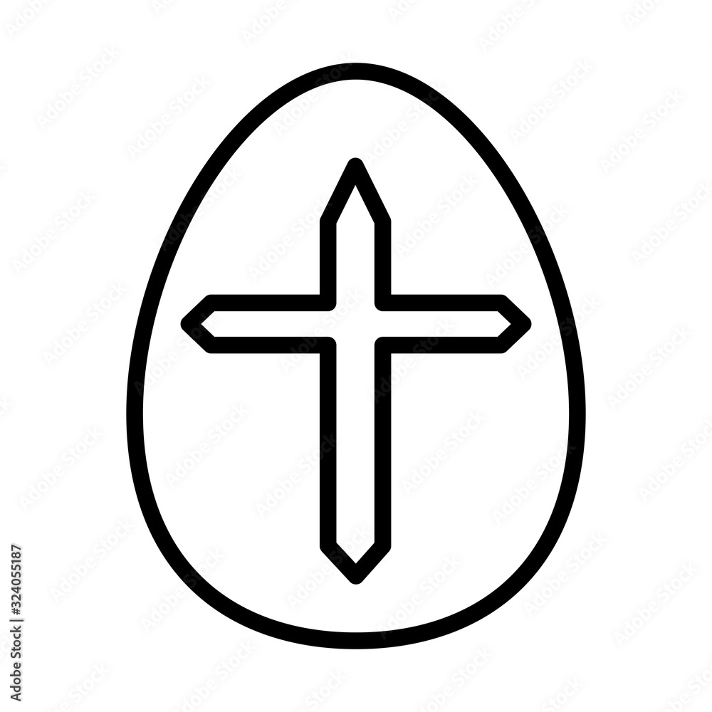Obraz premium easter egg painted with cross religious line style